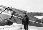 Pilot Nick Nieme in Front of Waco Plane, Moose Count and Patrol Trip, 1947: C.E. Humberger [NVIC: 40-179], ISRO Archives.