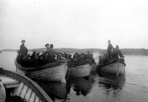 CCC Boys Leaving Rock Harbor to Mott Island, July 1938: E.C. Grever, [NVIC: 30-129], ISRO Archives.