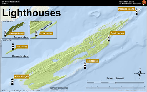 Isle Royale Lighthouse Locations, Isle Royale Institute, 2015.