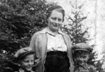 Isabel Bangsund with children John, James, and Donna, ca. 1940: John W. Bangsund Collection, Isle Royale National Park.