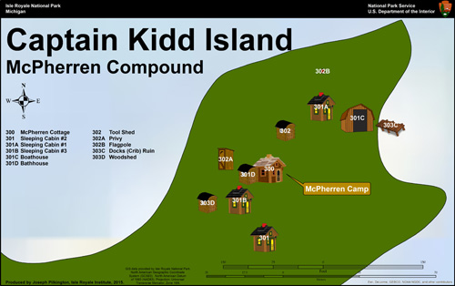 McPherren Compound, Captain Kidd Island, Isle Royale Institute, 2015.